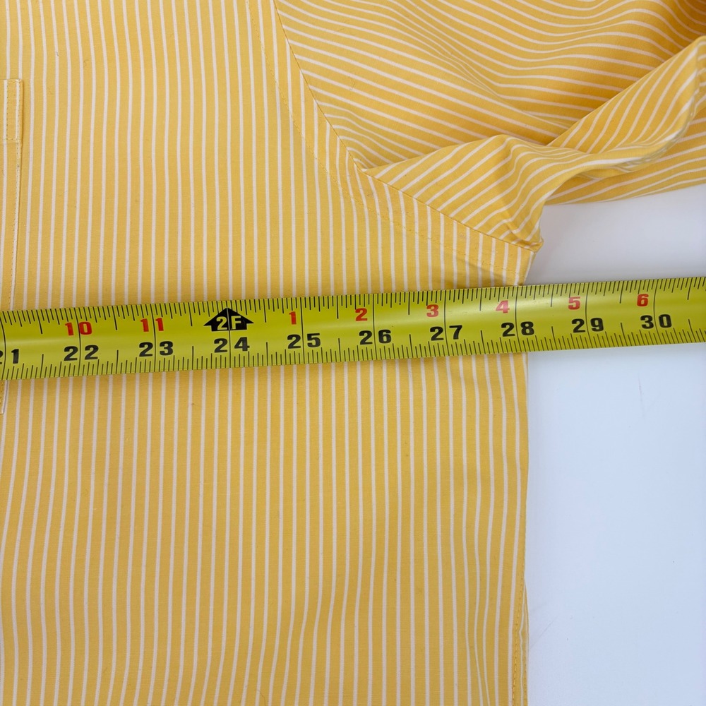 IZOD Button Down Shirt Mens XXL Yellow White Striped Long Sleeve Preppy Classic - Picture 7 of 9